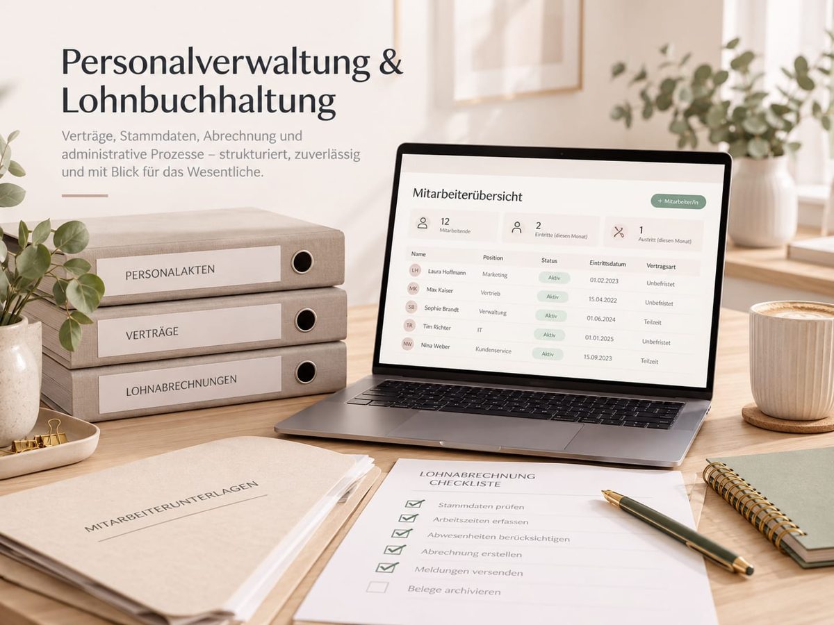 Personalverwaltung und Lohnbuchhaltung: Personalakten, Verträge, Lohnabrechnungen
